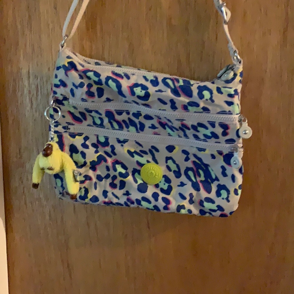 Kipling multi colored cheetah cross body bag.